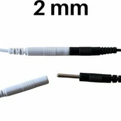 Axion - 2 Verbindingskabels Voor TENS/EMS Elektroden Pads - Met 2 Mm Stekkeraansluiting - 120cm
