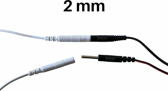 Axion - 2 Verbindingskabels Voor TENS/EMS Elektroden Pads - Met 2 Mm Stekkeraansluiting - 120cm