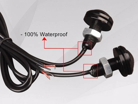 HaverCo Knipperlichten / Dagrijverlichting Set Zwart (oranje En Wit Licht) 12V / Rond - Afbeelding 4