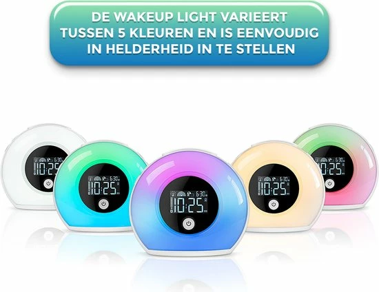 Nince Wake Up Light Van Hoge Kwaliteit - Wake Up Light Met Bluetooth - Digitale Wekker Met Nachtlampje - Afbeelding 3
