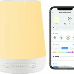 Oyka White Noise Machine - Brown Noise - Wekker - Led Verlichting Nachtlicht - Met Applicatie - Witte Ruis Apparaat - Slaap Routine - Baby Slaapmachine - Ontspanning En Relaxing