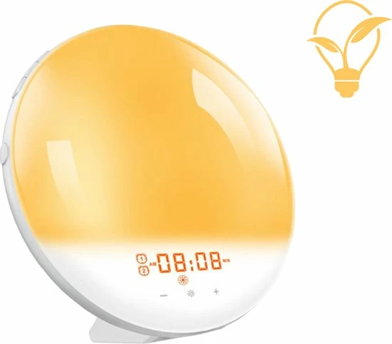 Quality Techs Quality Tech Wake Up Light - Wekkerradio - Nachtlamp - Slaaptrainer - Dubbele Wektijd - 7 Kleuren - USB-Aansluiting
