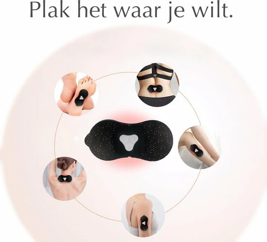 Blooming Baobab EMS Masseur - Elektrodentherapie Apparaat - Massageapparaat - Nek Massage - Rug Massage - Schouder Massage - Spier Massage - Draadloos Met Afstandsbediening - Zes Verschillende Standen - Oplaadbaar - Incl 2 Gelpads - Zwart - Afbeelding 3