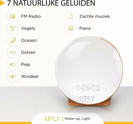 UPLY Wake Up Light - Licht Wekker - Wekker Radio - Smart Clock Met USB Oplaadpunt - WiFi - Google Home | Amazon Alexa - Afbeelding 6