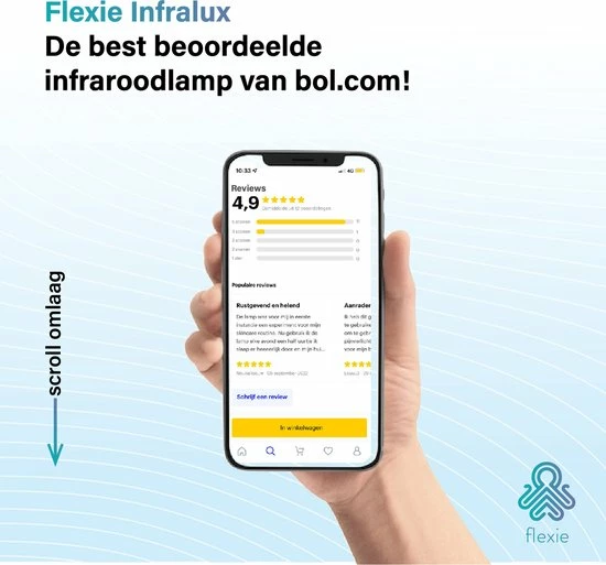 FLEXIE? Infralux 250 ? Infraroodlamp Met Phillips Warmtelamp ? Voor Gewrichten/Spieren/Pijn/Huid ? Red Light Therapy ? Rood Licht Therapie ? 250Watt - Afbeelding 10