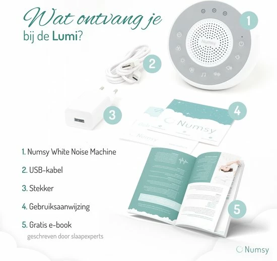 Numsy? Lumi White Noise Machine Baby - Witte Ruis Apparaat Volwassen - Slaaptrainer Kinderen - Geluidsmachine - Baarmoeder En Hart - Afbeelding 6