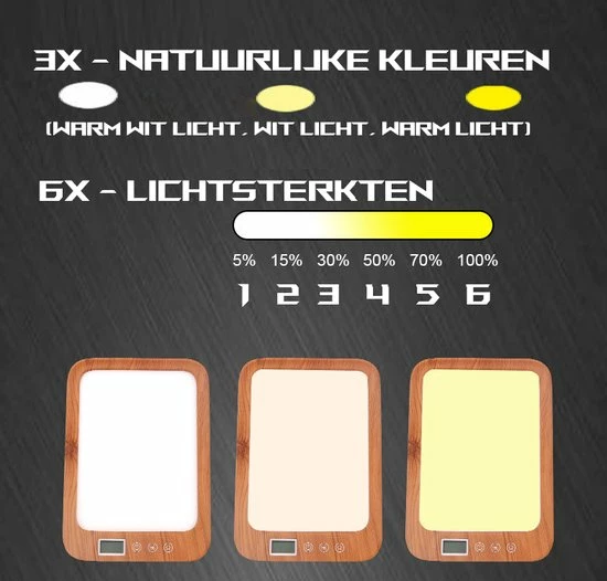 QuchiQ? Daglichtlamp 10.000 Lux - Lichttherapie Lamp - Daylight Lamp - 3 Kleuren - Bureaulamp - Timerfunctie - Sunlight Therapy - Energiezuinig A+ - Afbeelding 8