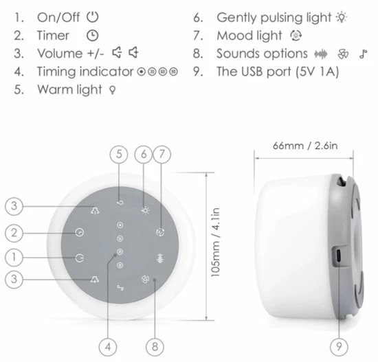 Merkloos CE Keurmerk White Noise Machine - Baby Muziekdoos - Witte Ruis Baby - Baby White Noise - Baby Slaaphulp - Baby Slaap Geluidsmachine - Muziekdoosje - Baby Ruismachine - Witte Ruis Machine Baby - CE | USB Oplaadbaar | Wit - Afbeelding 8