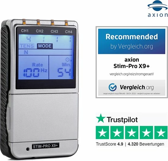 Axion - TENS-EMS Apparaat STIM-PRO X9+ - Voor Elektrodentherapie - Met Contactspray En Elektroden Pads - Afbeelding 3