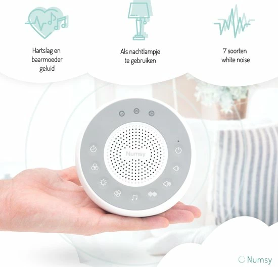 Numsy? Lumi White Noise Machine Baby - Witte Ruis Apparaat Volwassen - Slaaptrainer Kinderen - Geluidsmachine - Baarmoeder En Hart - Afbeelding 11