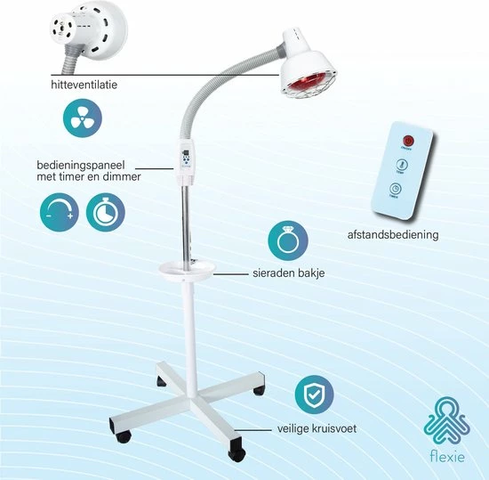 FLEXIE? Infralux 250 ? Infraroodlamp Met Phillips Warmtelamp ? Voor Gewrichten/Spieren/Pijn/Huid ? Red Light Therapy ? Rood Licht Therapie ? 250Watt - Afbeelding 13