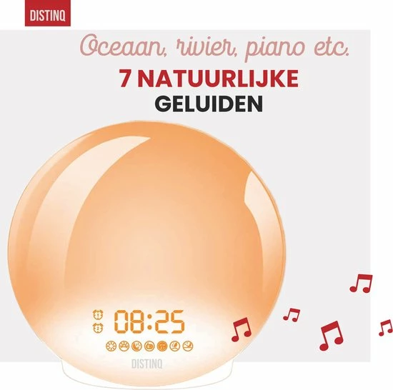 DistinQ Wake-Up Light ? Wifi Smart ? Wekkerradio Met Dubbele Wektijd ? Slaaphulp Met USB Aansluiting - Afbeelding 8