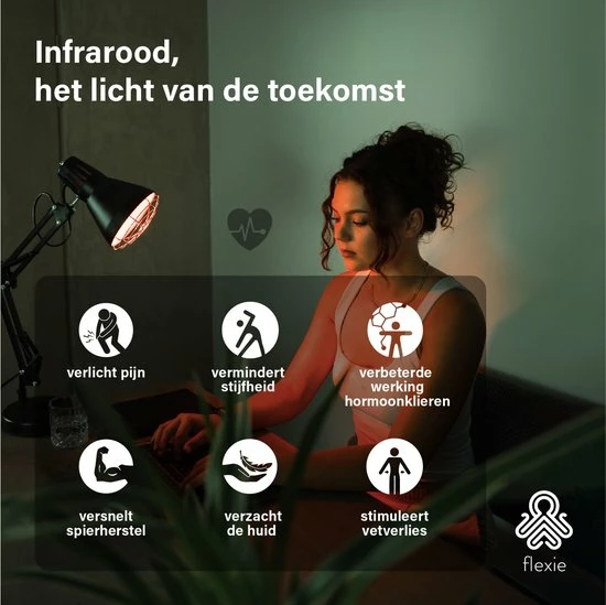 FLEXIE? Infralux 250 ? Infraroodlamp Met Phillips Warmtelamp ? Voor Gewrichten/Spieren/Pijn/Huid ? Red Light Therapy ? Rood Licht Therapie ? 250Watt - Afbeelding 3