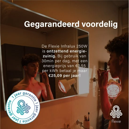 FLEXIE? Infralux 250 ? Infraroodlamp Met Phillips Warmtelamp ? Voor Gewrichten/Spieren/Pijn/Huid ? Red Light Therapy ? Rood Licht Therapie ? 250Watt - Afbeelding 14