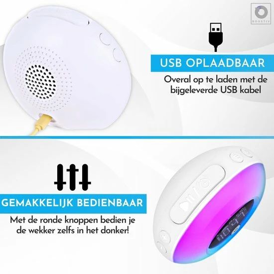 Boostiv Wake Up Light - Speaker Radio - Slaaphulpen - Bluetooth - Nachtlampje - Digitale Wekker - Wekker - Ambilight - Radio's - Afbeelding 10