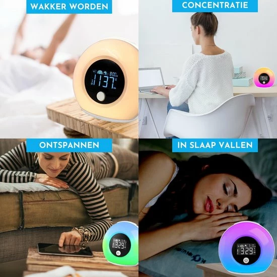 Boostiv Wake Up Light - Speaker Radio - Slaaphulpen - Bluetooth - Nachtlampje - Digitale Wekker - Wekker - Ambilight - Radio's - Afbeelding 14