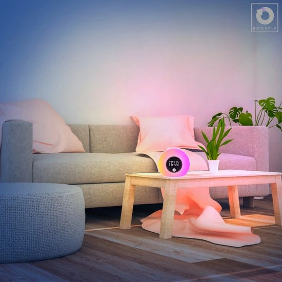 Boostiv Wake Up Light - Speaker Radio - Slaaphulpen - Bluetooth - Nachtlampje - Digitale Wekker - Wekker - Ambilight - Radio's - Afbeelding 15