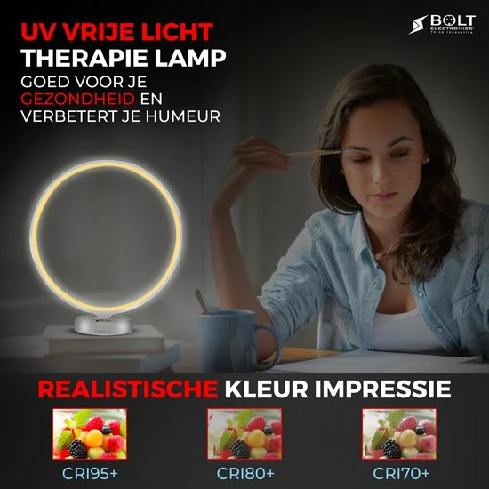 Bolt Electronics? Bolt Electronics ? Tafellamp ? Moodlamp ? Lichttherapielamp - Moodlight ? Daglichtlamp ? Wit Licht ? Zilver - Afbeelding 2