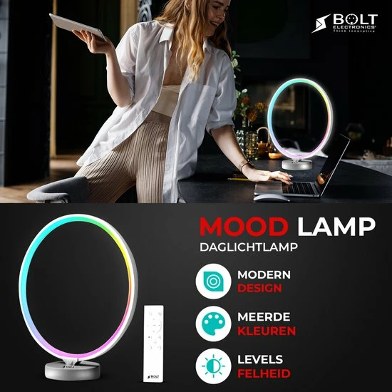 Bolt Electronics? Bolt Electronics ? Tafellamp ? Moodlamp ? Lichttherapielamp - Moodlight ? Daglichtlamp ? Wit Licht ? Zilver - Afbeelding 6