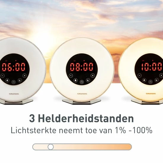 Grundig Wake Up Light - Nachtlampje Met Tijdweergave - Lichtwekker Met FM Radio En Natuurlijke Geluiden - Afbeelding 4