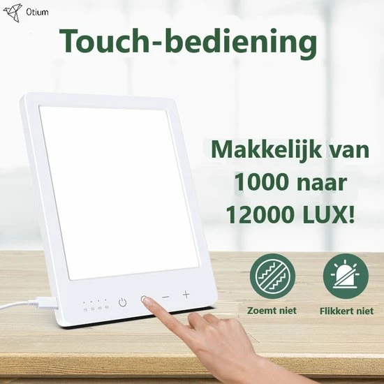 Otium Lichttherapielamp - Daglichtlamp - Winterdip - Depressielamp - Zonlicht - 1000 / 12000 Lux - Inclusief Gratis E-handleiding! - Afbeelding 2