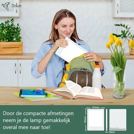 Otium Lichttherapielamp - Daglichtlamp - Winterdip - Depressielamp - Zonlicht - 1000 / 12000 Lux - Inclusief Gratis E-handleiding! - Afbeelding 4