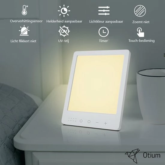 Otium Lichttherapielamp - Daglichtlamp - Winterdip - Depressielamp - Zonlicht - 1000 / 12000 Lux - Inclusief Gratis E-handleiding! - Afbeelding 8