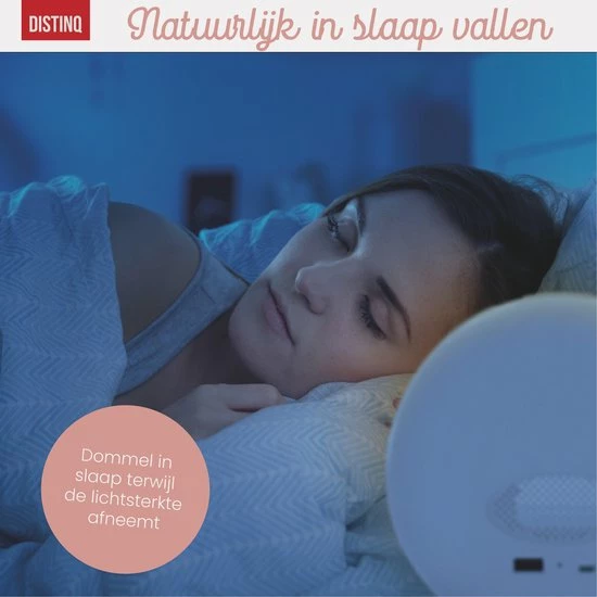 DistinQ Wake-Up Light ? Wifi Smart ? Wekkerradio Met Dubbele Wektijd ? Slaaphulp Met USB Aansluiting - Afbeelding 9