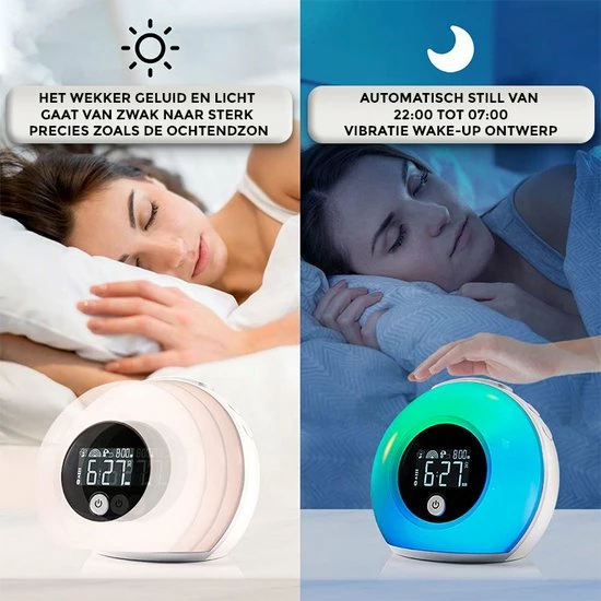 Nince Wake Up Light Van Hoge Kwaliteit - Wake Up Light Met Bluetooth - Digitale Wekker Met Nachtlampje - Afbeelding 8