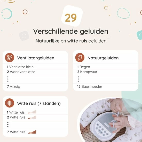 Numsy Calm White Noise Machine Baby - Witte Ruis Machine - Bamboo - Afbeelding 3