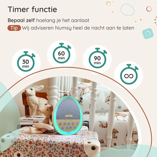 Numsy Calm White Noise Machine Baby - Witte Ruis Machine - Bamboo - Afbeelding 5