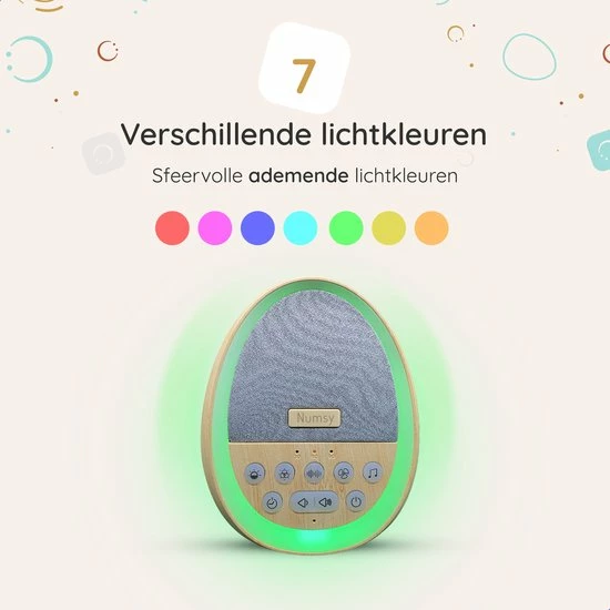 Numsy Calm White Noise Machine Baby - Witte Ruis Machine - Bamboo - Afbeelding 6