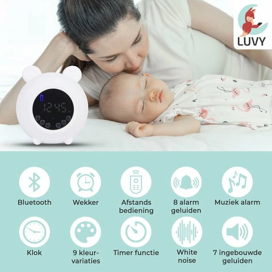 Luvy White Noise Machine - Witte Ruis Machine - Nachtlamp - Bluetooth - Slaaphulp - 9 Verschillende Kleuren LED - Donny - Afbeelding 5