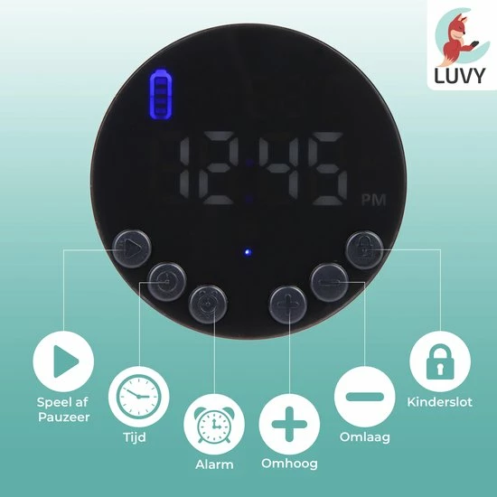 Luvy White Noise Machine - Witte Ruis Machine - Nachtlamp - Bluetooth - Slaaphulp - 9 Verschillende Kleuren LED - Donny - Afbeelding 10
