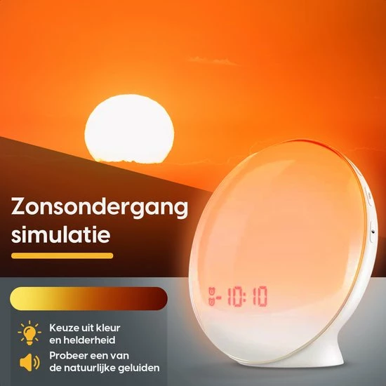 ProSova Wake Up Light Met App Pro - Slaaptrainer - Wekkerradio - Nachtlamp - Dubbele Wektijd - 7 Kleuren - USB Aansluiting - Google Home - + Gratis (E)-Slaapboek - Afbeelding 4