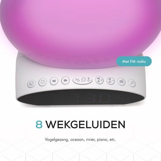 SoGoods - Wake Up Light - Wekkerradio Met Projectie - Lichtwekker - Slaaptrainer - Digitale Wekker - Afbeelding 2