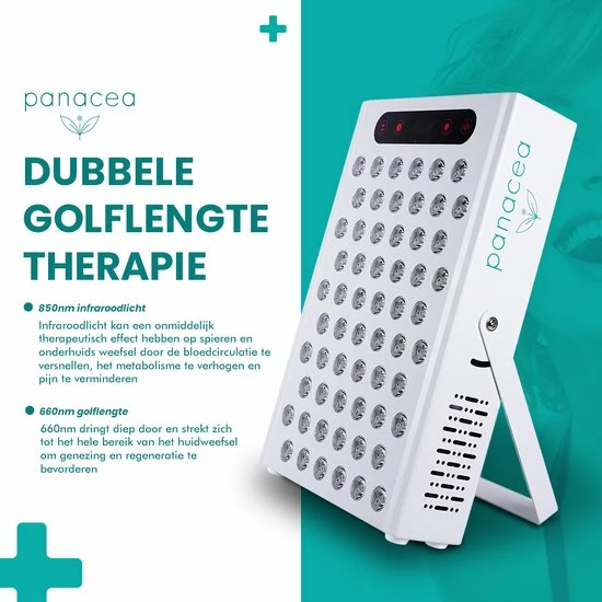 Panacea Infrarood Lamp LED Rood En Infrarood Therapie - Collageen Product - Spieren En Gewrichten - 300w - 60 LED's - Afbeelding 3