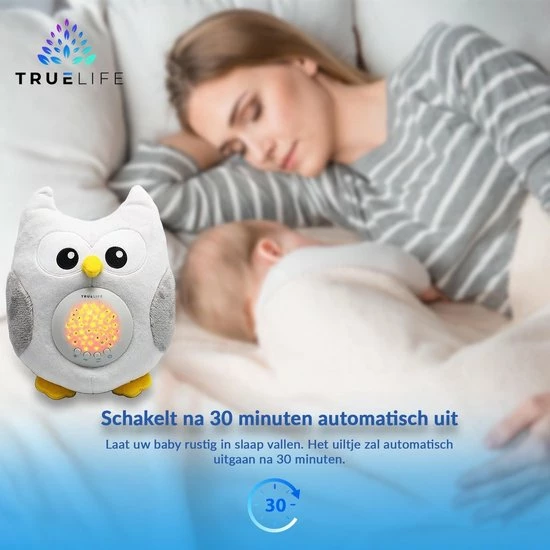 TrueLife Slaaptrainer En White Noise Machine En Sterrenprojector ? Knuffel Uil ? Slaapgeluiden ? Witte Ruis ? Baby - Peuter - Afbeelding 4