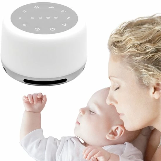 Merkloos CE Keurmerk White Noise Machine - Baby Muziekdoos - Witte Ruis Baby - Baby White Noise - Baby Slaaphulp - Baby Slaap Geluidsmachine - Muziekdoosje - Baby Ruismachine - Witte Ruis Machine Baby - CE | USB Oplaadbaar | Wit