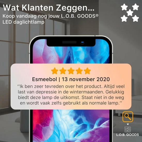 L.O.B. GOODS? Professionele LED Daglichtlamp - Lichttherapie - Energielamp - Ontspanning - Vitamine D - Afbeelding 7