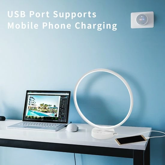 Valed Daglichtlamp - Professioneel - USB Poort - 10.000 LUX - 3 Kleuren - Lichttherapielamp - Bureaulamp - Lichttherapie - Daglichtlampen - Diameter 32 Cm - Afbeelding 3