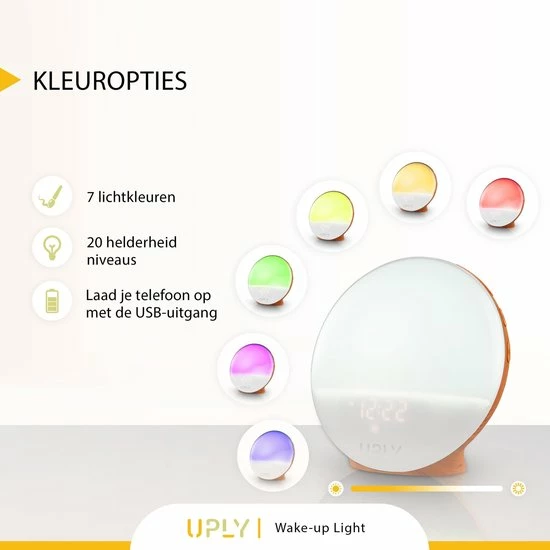 UPLY Wake Up Light - Licht Wekker - Wekker Radio - Smart Clock Met USB Oplaadpunt - WiFi - Google Home | Amazon Alexa - Afbeelding 5