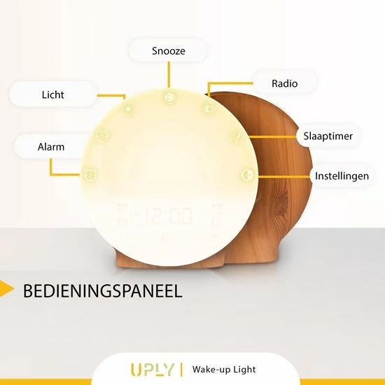 UPLY Wake Up Light - Licht Wekker - Wekker Radio - Smart Clock Met USB Oplaadpunt - WiFi - Google Home | Amazon Alexa - Afbeelding 7