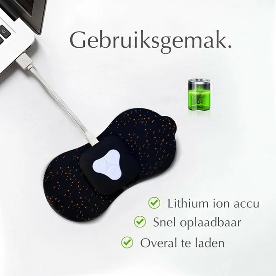 Blooming Baobab EMS Masseur - Elektrodentherapie Apparaat - Massageapparaat - Nek Massage - Rug Massage - Schouder Massage - Spier Massage - Draadloos Met Afstandsbediening - Zes Verschillende Standen - Oplaadbaar - Incl 2 Gelpads - Zwart - Afbeelding 2