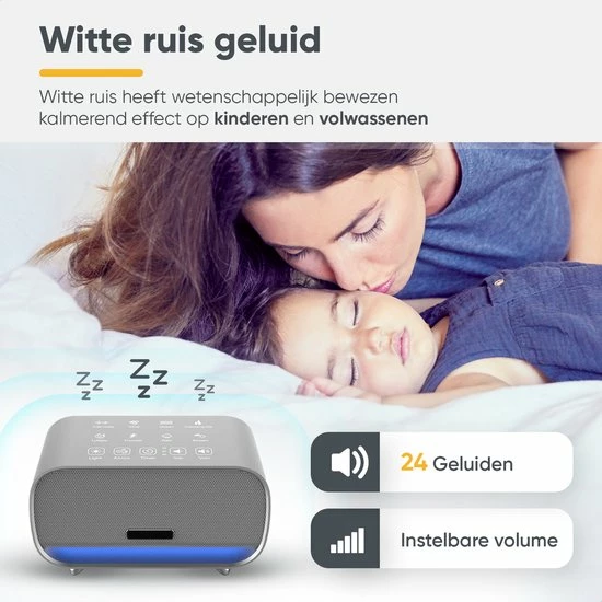 ProSova White Noise Machine - Deluxe Versie - Slaaphulp - Ruismachine - Slaaptrainer - Muziekdoosje - Witte Ruis Baby En Volwassenen - 24 Geluiden - Luchtreiniger - + Gratis (E)-Slaapboek - Afbeelding 5