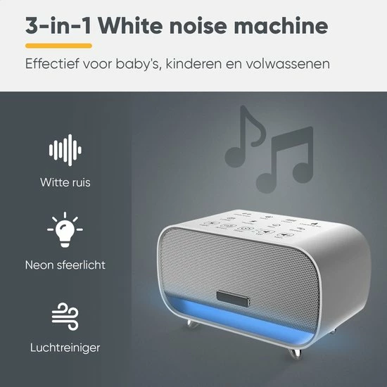 ProSova White Noise Machine - Deluxe Versie - Slaaphulp - Ruismachine - Slaaptrainer - Muziekdoosje - Witte Ruis Baby En Volwassenen - 24 Geluiden - Luchtreiniger - + Gratis (E)-Slaapboek - Afbeelding 7