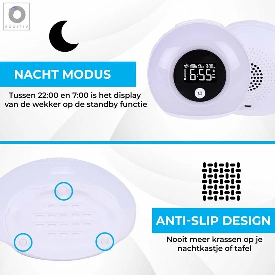 Boostiv Wake Up Light - Speaker Radio - Slaaphulpen - Bluetooth - Nachtlampje - Digitale Wekker - Wekker - Ambilight - Radio's - Afbeelding 6