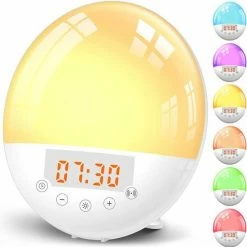 Merkloos Sta Beter Op Met Een Hoogwaardige Wake-up Light | Wekkerradio | Mindfulness | Natuurlijke Zonsopgang | 7 Kleuren LED Display | Nachtlampje Kinderen | Kinder Wake-up Light | Leeslamp | Sfeerlamp | Slaaptrainer | Snooze - Functie |