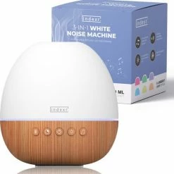 Indexr White Noise Machine Met Aroma Diffuser - Met 6 Licht Kleuren En 8 Geluiden - Voor Baby En Volwassenen - Witte Ruis - Slaaphulp