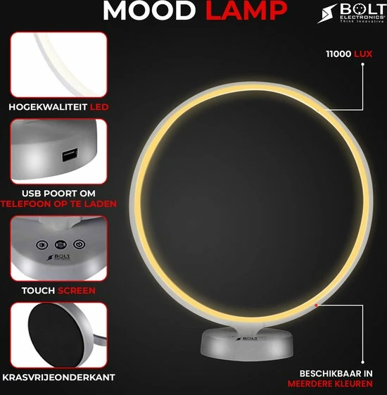 Bolt Electronics? Bolt Electronics ? Tafellamp ? Moodlamp ? Lichttherapielamp - Moodlight ? Daglichtlamp ? Wit Licht ? Zilver - Afbeelding 4